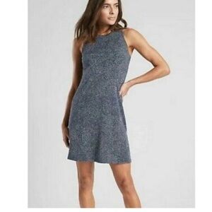 Athleta Santorini Navy and White Textured Midi Dress EUC